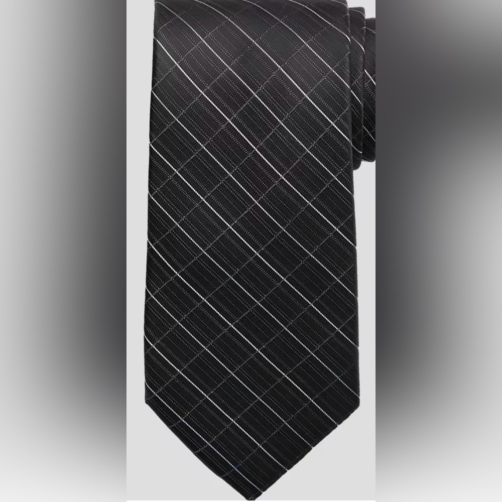 Calvin Klein Black and Gray Checkered Tie